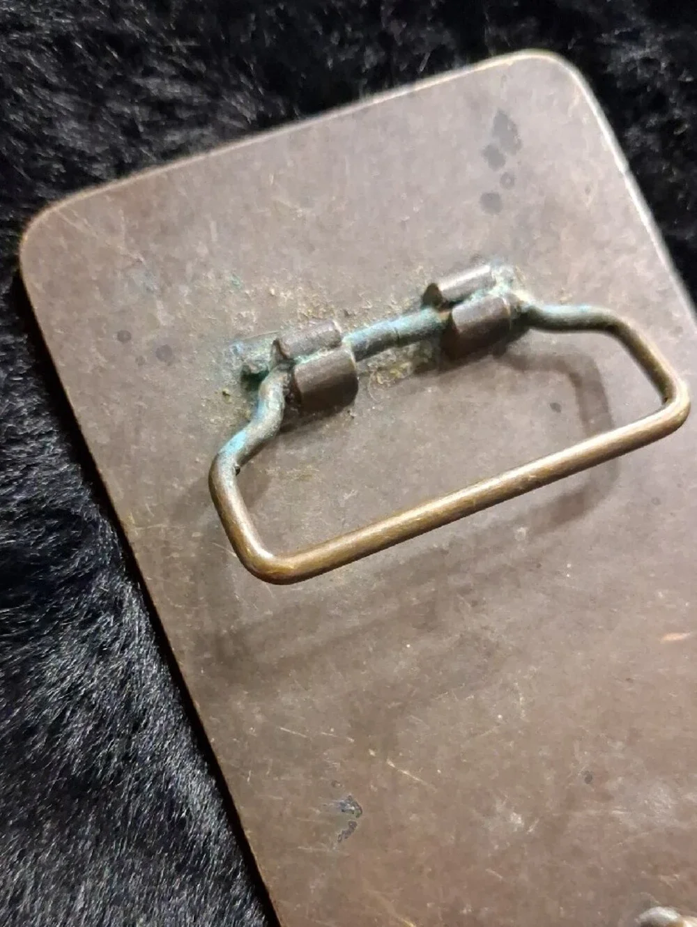 Hammered Metal Belt Buckle with Cross Accent - Gold Tone